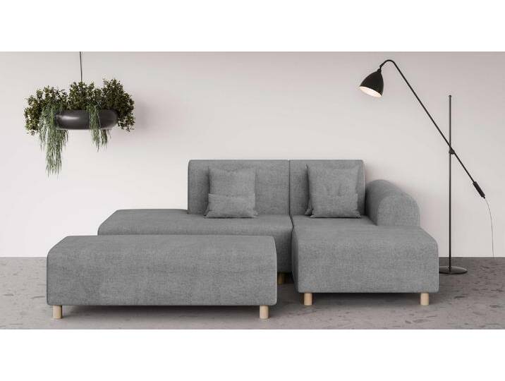 Ecksofa INOSIGN Suyala , grau (hellgrau), B:258cm H:85cm T:168cm, 100% Polyester, Sofas, L-Form mit Hocker von Inosign