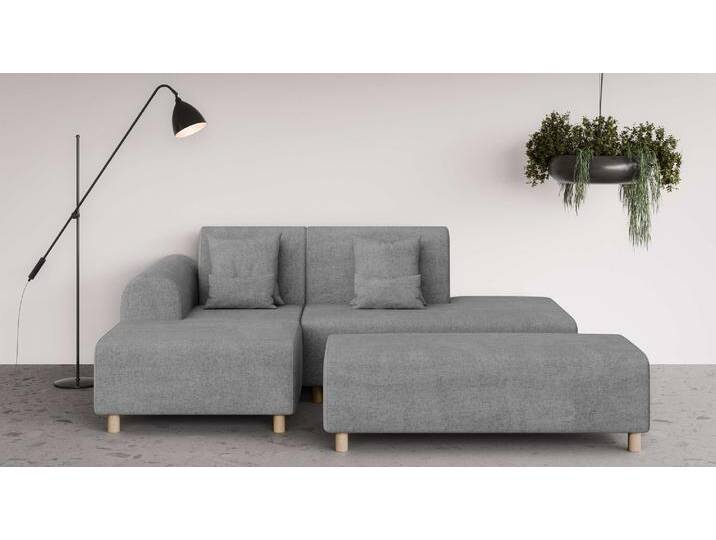 Ecksofa INOSIGN Suyala , grau (hellgrau), B:258cm H:85cm T:168cm, 100% Polyester, Sofas, L-Form mit Hocker von Inosign