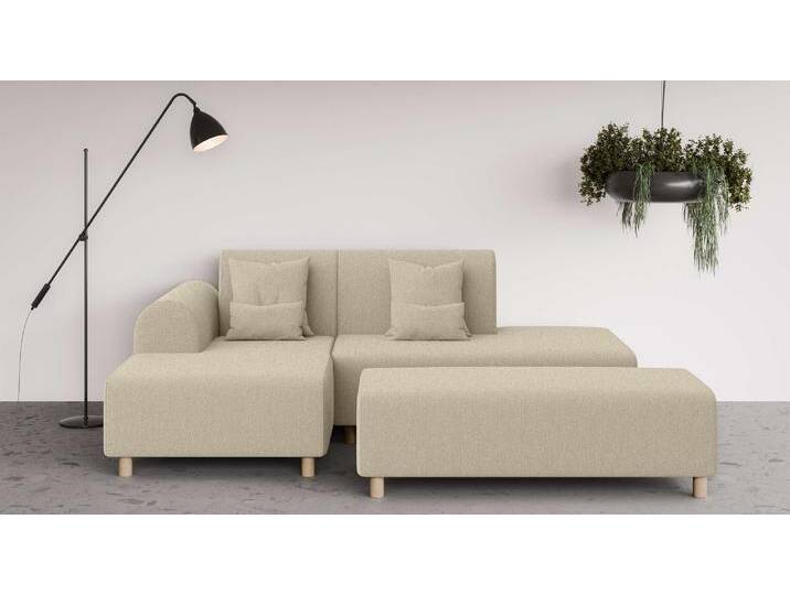 Ecksofa INOSIGN Suyala , grau (taupe), B:258cm H:85cm T:168cm, 100% Polyester, Sofas, L-Form mit Hocker von Inosign
