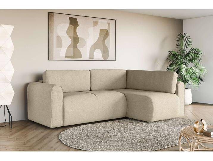 Ecksofa INOSIGN Zacharia wahlweise Schlafsofa mit Bettkasten, B/T/H 250/166/86 cm , grau (taupe), B:250cm H:86cm T:166cm, 100% Polyester, Sofas, L-Form mit Wellenunterfederung, Ottomane rechts oder links bestellbar von Inosign