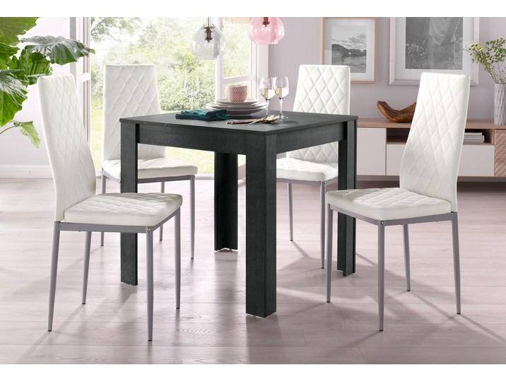 Essgruppe INOSIGN, grau (schieferfarben, weiß), Set: 1 Tisch und 4 Stühle, Sitzmöbel-Sets, mit Tisch in schieferfarben, Breite 80 cm von Inosign