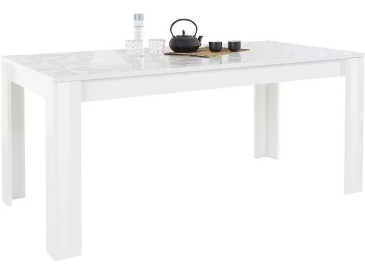 Esstisch INOSIGN Prisma 180x90 cm, Esszimmertisch, ausziehbar, erweiterbar auf 228 cm , weiß (weiß hochglanz lack, weiß mit siebdruck hochglanz lack), B:180cm, Tische, Rechteckiger Esstisch Esstisch Holz-Esstische, rechteckig,Tischplatte Stärke 22 mm u. mit elegantem Siebdruck von Inosign
