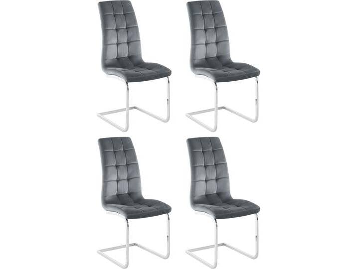 Freischwinger INOSIGN Lola , grau (grau, silberfarben), B:43cm H:101cm T:59cm, Veloursstoff aus 100% Polyester, Stühle, 2 oder 4 Stück, Bezug in Kunstleder oder Samtsoff, chrom Metallgestell von Inosign