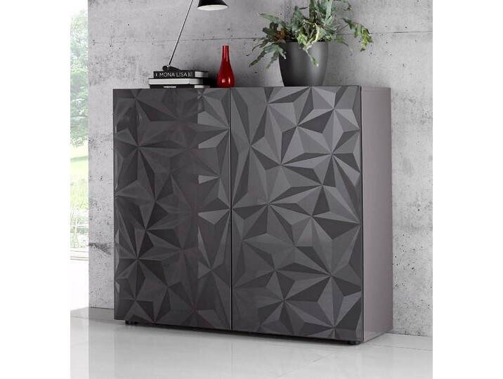 Highboard INOSIGN Highboard Höhe 111 cm, Breite 121 cm, Kommode 2 Türen, Hochkommode , grau (anthrazit hochglanz lack, anthrazit mit siebdruck hochglanz lack), Sideboards, Front mit elegantem Siebdruck, grifflos, viel Stauraum von Inosign