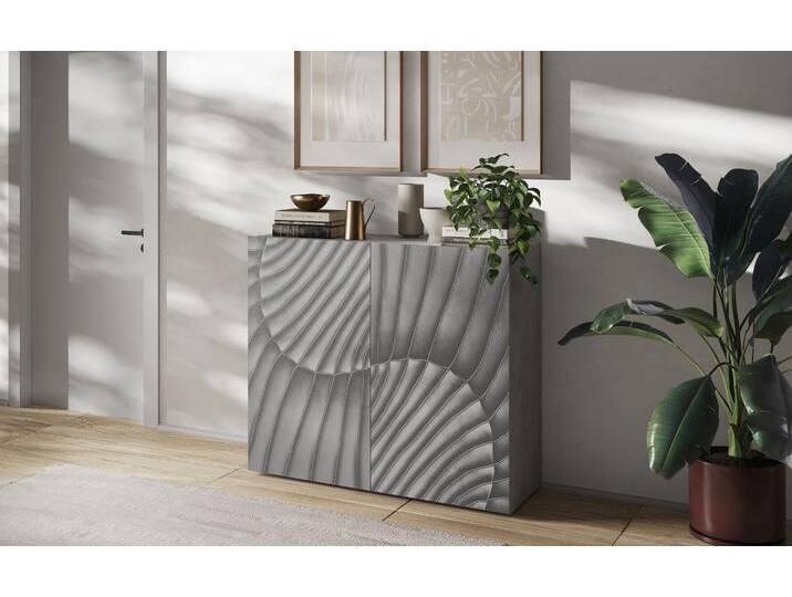 Highboard INOSIGN Snake, Kommode, Anrichte, Stauraummöbel, Höhe 123 cm, Breite 121 cm , grau (beton mit siebdruck), B:121cm H:123cm T:42cm, Sideboards, moderne Wohnmöbel, 2 Türen, viel Stauraum, stilvoll und funktional von Inosign