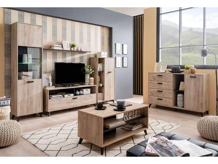 Highboard INOSIGN Umbria , grau (grau eiche), B:67,5cm H:130,5cm T:33cm, Spanplatte, Sideboards, Stauraumschrank, Breite 67,5 cm von Inosign