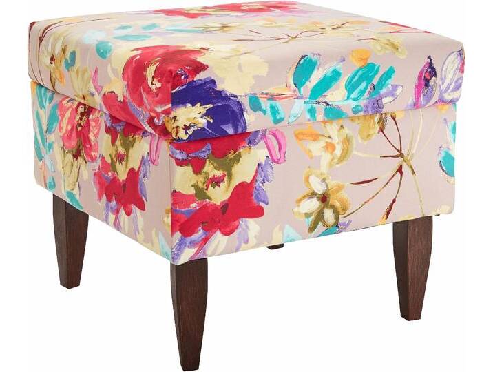 Hocker INOSIGN Asino , bunt (bunt, beige), B:48cm H:40cm T:48cm, Struktur (100% Polyester), Struktur/Blume (100% Polyester), Hocker, Fußhocker Sitzhocker von Inosign
