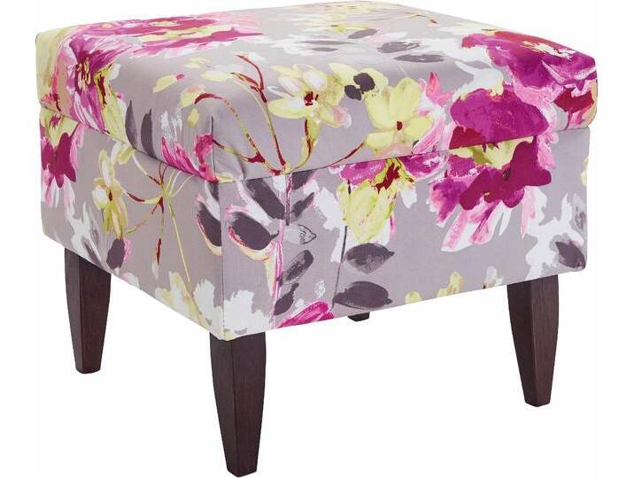 Hocker INOSIGN Asino , bunt (bunt, grau), B:48cm H:40cm T:48cm, Struktur (100% Polyester), Struktur/Blume (100% Polyester), Hocker, Fußhocker Sitzhocker von Inosign