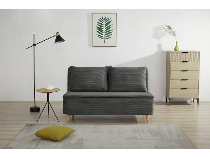 INOSIGN 2-Sitzer AINSLEY 140 cm, Schlafsofa, wandelbar zum Gästebett, Relaxsofa, Webstoff u. Cord-Bezug, grau, anthrait von Inosign