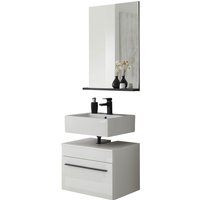 INOSIGN Badmöbel-Set "Cantara, Bad im modernen Design, 2-teiliges Badezimmer", (Set, 2 St.), Unterschrank und Spiegel, in Weiß Hochglanz, viel Stauraum von Inosign