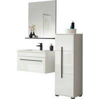 INOSIGN Badmöbel-Set "Cantara, Bad im modernen Design, 3-teiliges Badezimmer", (Set, 3 St.), Waschtisch, Schrank und Spiegel, in Weiß Hochglanz, viel Stauraum von Inosign