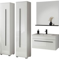 INOSIGN Badmöbel-Set "Cantara, Bad im modernen Design, 4-teiliges Badezimmer", (Set, 4 St.), Waschtisch, Schränke und Spiegel, in Weiß Hochglanz, viel Stauraum von Inosign