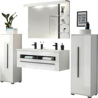 INOSIGN Badmöbel-Set "Cantara, Bad im modernen Design, 4-teiliges Badezimmer", (Set, 4 St.), Waschtisch, Schränke und Spiegel, in Weiß Hochglanz, viel Stauraum von Inosign