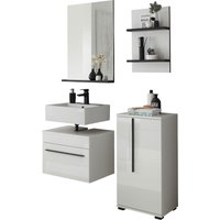 INOSIGN Badmöbel-Set "Cantara, Bad im modernen Design, 4-teiliges Badezimmer", (Set, 4 St.), Unterschrank, Schrank, Hängeregal und Spiegel, in Weiß Hochglanz von Inosign