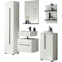 INOSIGN Badmöbel-Set "Cantara, Bad im modernen Design, 5-teiliges Badezimmer", (Set, 5 St.), Unterschrank, Schränke, Hängeregal und Spiegel, in Weiß Hochglanz von Inosign