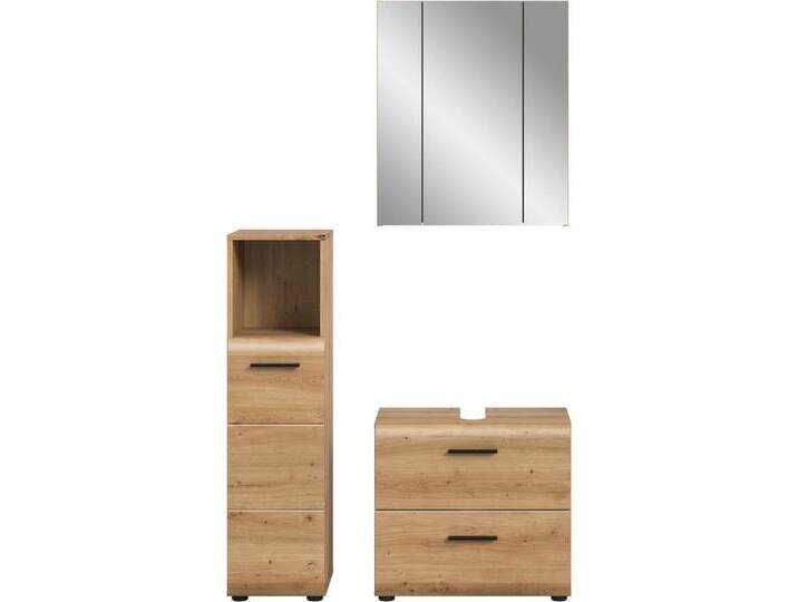 INOSIGN Badmöbel-Set FLORENZ, TOPSELLER!, 3-teilige Badkombination, hochwertige MDF-Front, (Set, 3-St., best. aus: Midischrank hoch, Waschbeckenunterschrank, Spiegelschrank), Bad-Kombination, Bad-Möbel, Badezimmer, Kombination von Inosign