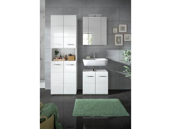 INOSIGN Badmöbel-Set FLORENZ, TOPSELLER!, 3-teilige Badkombination, hochwertige MDF-Front, (Set, best. aus: 1 Hochschrank, 1 Waschbeckenunterschrank, 1 Spiegelschrank), Bad-Kombination, Bad-Möbel, Badezimmer, Kombination von Inosign