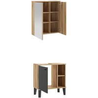 INOSIGN Badmöbel-Set "OSLO, Bad im skandinavischen Design, 2-teiliges Badezimmer", (Set, 2 St.), Unterschrank und Spiegel, in zwei Farben verfügbar, viel Stauraum von Inosign