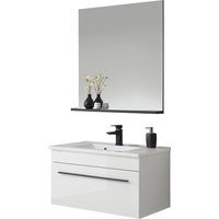 INOSIGN Badmöbel-Set "Cantara, Bad im modernen Design, 2-teiliges Badezimmer", (Set, 2 St.), Waschtisch und Spiegel, in Weiß Hochglanz, viel Stauraum von Inosign
