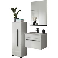 INOSIGN Badmöbel-Set "Cantara, Bad im modernen Design, 3-teiliges Badezimmer", (Set, 3 St.), Waschtisch, Schrank und Spiegel, in Weiß Hochglanz, viel Stauraum von Inosign