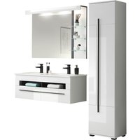 INOSIGN Badmöbel-Set "Cantara, Bad im modernen Design, 3-teiliges Badezimmer", (Set, 3 St.), Waschtisch, Schrank und Spiegel, in Weiß Hochglanz, viel Stauraum von Inosign