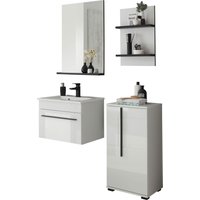 INOSIGN Badmöbel-Set "Cantara, Bad im modernen Design, 4-teiliges Badezimmer", (Set, 4 St.), Waschtisch, Schrank, Hängeregal und Spiegel, in Weiß Hochglanz von Inosign