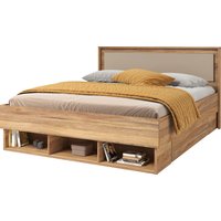 Home affaire Bettgestell "Wharton, 140, 160 oder 180cm Breite, Made in Europe", (mit oder ohne Stauraumschubladen), Doppelbett mit offenen Regalen, FSC-zertifizierter Holzwerkstoff von home affaire