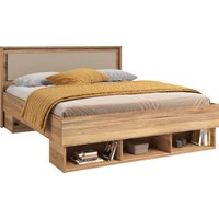 Home affaire Bettgestell "Wharton, 140, 160 oder 180cm Breite, Made in Europe", (mit oder ohne Stauraumschubladen), Doppelbett mit offenen Regalen, FSC-zertifizierter Holzwerkstoff von home affaire