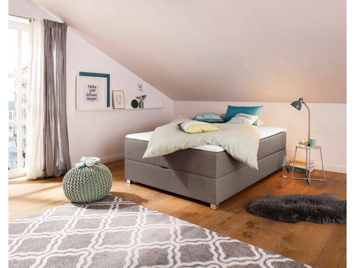 INOSIGN Boxbett Alexis, ohne Kopfteil - ideal für Räume mit Dachschrägen; in 4 Breiten, braun, Bonnell-Federkernmatratze , H3 (100 kg), hellbraun von Inosign