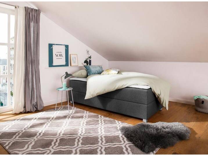 INOSIGN Boxbett Alexis, ohne Kopfteil - ideal für Räume mit Dachschrägen; in 4 Breiten, grau, Bonnell-Federkernmatratze , H3 (100 kg), anthrazit von Inosign