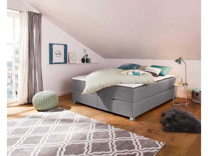 INOSIGN Boxbett Alexis, ohne Kopfteil - ideal für Räume mit Dachschrägen; in 4 Breiten, grau, Tonnentaschen-Federkernmatratze , H3 (100 kg), hellgrau von Inosign