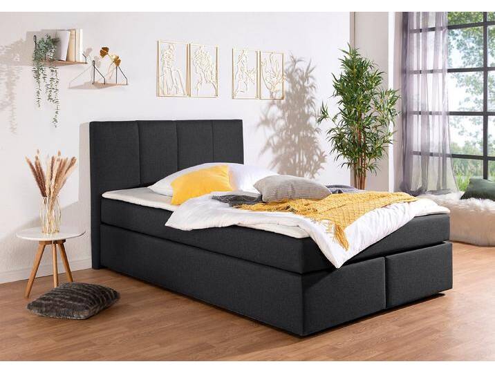 INOSIGN Boxbett Fidan, in H2, H3 & H4 erhältilich, grau, Ohne Bettkasten, Bonnell-Federkernmatratze , H2 (80 kg), anthrazit von Inosign