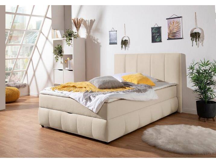 INOSIGN Boxbett Hartley inkl. Bettkasten und Topper, auch in Überlänge erhältlich, H3 o. H4 erhältlich, beige, Bonnell-Federkernmatratze , H3 (100 kg) von Inosign