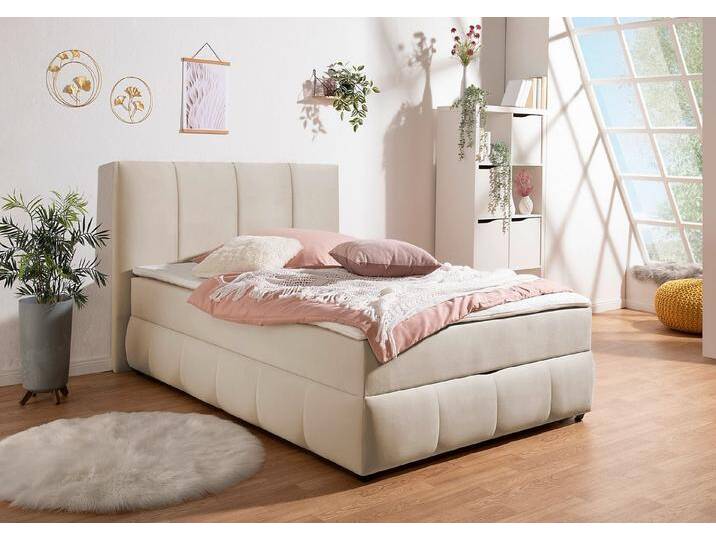 INOSIGN Boxbett Hartley, Inkl. Bettkasten & Topper, wählbar in H2, H3 o. H4, beige, Tonnentaschen-Federkernmatratze , H3 (100 kg), beige von Inosign