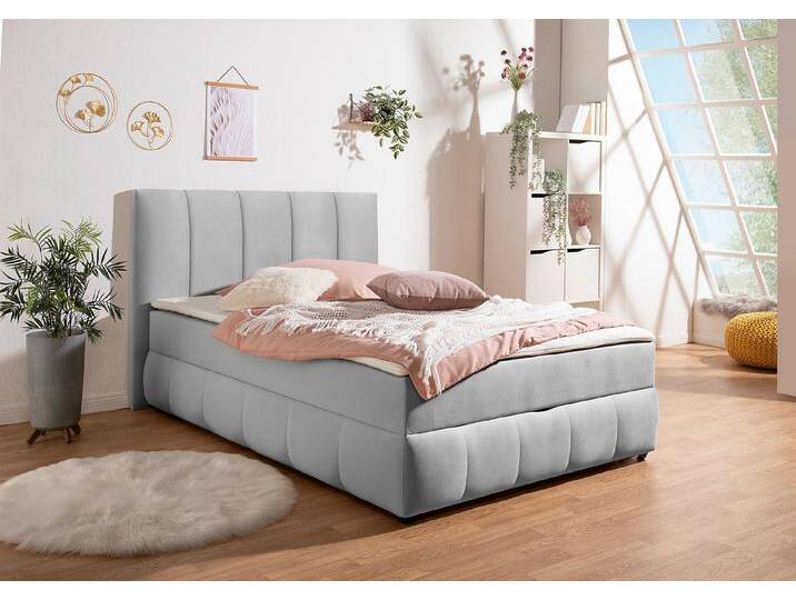 INOSIGN Boxbett Hartley inkl. Bettkasten und Topper, auch in Überlänge erhältlich, H3 o. H4 erhältlich, grau, Tonnentaschen-Federkernmatratze von Inosign