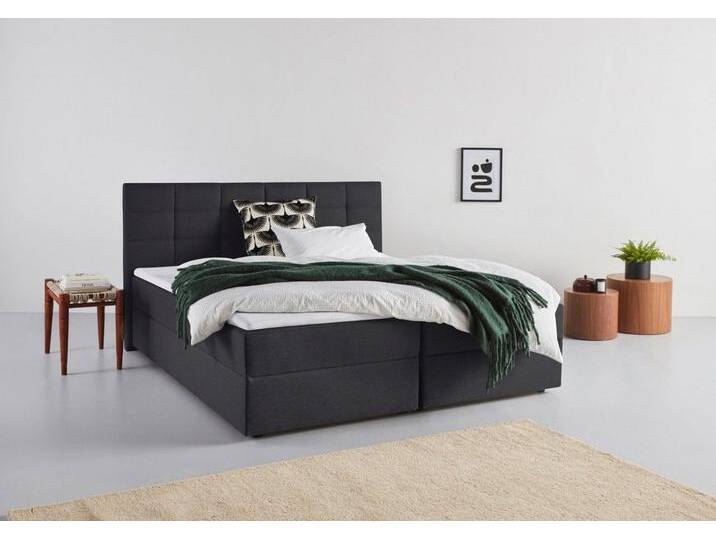INOSIGN Boxbett Ovalo, in H2, H3 & H4 erhältilich, grau, Mit Bettkasten, Bonnell-Federkernmatratze , H2 (80 kg), anthrazit von Inosign