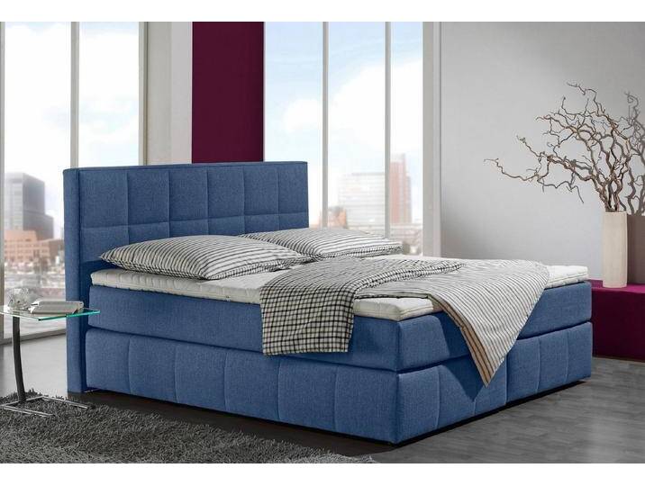 INOSIGN Boxspringbett Casano, mit feiner Steppung, in 3 Matratzenarten, 2 Härtegraden und 5 Farben, blau, 7-Zonen-Kaltschaummatratze , H3 , H3 von Inosign