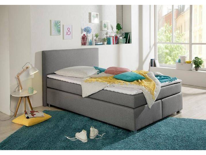 INOSIGN Boxspringbett Eliana, inkl. Topper, in 4 Breiten, 3 Matratzenarten und 2 Härtegraden, grau, Bonnell-Federkernmatratze , H2 (80 kg), grau von Inosign