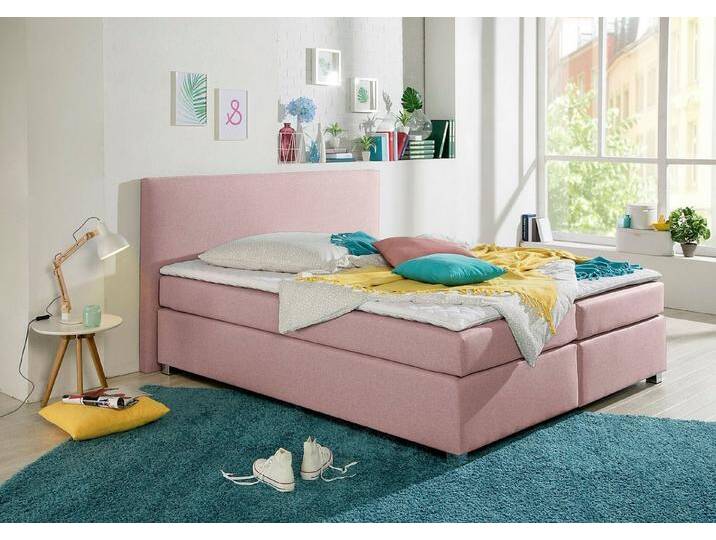 INOSIGN Boxspringbett Eliana, inkl. Topper, in 4 Breiten, 3 Matratzenarten und 2 Härtegraden, rosa, 7-Zonen-Kaltschaummatratze , H3 (100 kg), flamingo von Inosign