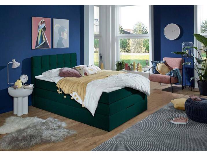 INOSIGN Boxspringbett Fornoli, inkl. Topper und Bettkasten, H3 in zwei Matratzenarten, blau, Bonnell-Federkernmatratze, nachtblau von Inosign
