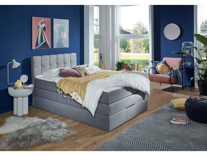 INOSIGN Boxspringbett Fornoli, inkl. Topper und Bettkasten, H3 in zwei Matratzenarten, grau, Bonnell-Federkernmatratze, hellgrau von Inosign