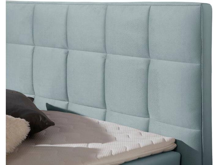 INOSIGN Boxspringbett Loomis, inkl. Topper, H3 oder H4 erhältlich, blau, Bonnell-Federkernmatratze, Bonnell-Federkernmatratze , H2 (80 kg), mittelblau von Inosign