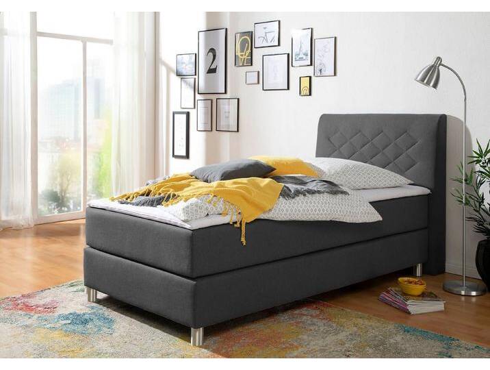 INOSIGN Boxspringbett Parla, incl. Topper, 4 Farben in 4 Breiten, 2 Härtegraden, 3 Matratzenarten, grau, 7-Zonen-Kaltschaummatratze , H2 (80 kg) von Inosign