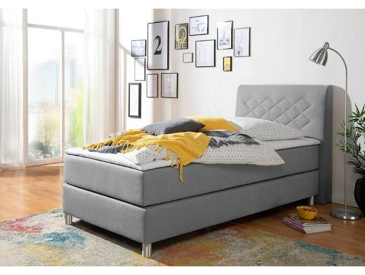 INOSIGN Boxspringbett Parla, incl. Topper, 4 Farben in 4 Breiten, 2 Härtegraden, 3 Matratzenarten, grau, 7-Zonen-Kaltschaummatratze , H3 (100 kg) von Inosign