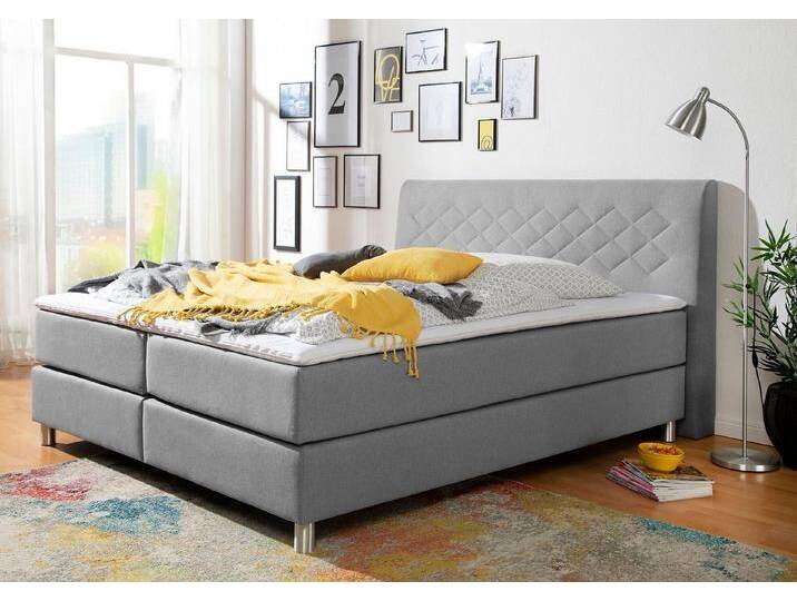INOSIGN Boxspringbett Parla, incl. Topper, 4 Farben in 4 Breiten, 2 Härtegraden, 3 Matratzenarten, grau, 7-Zonen-Kaltschaummatratze , H3 (100 kg) von Inosign