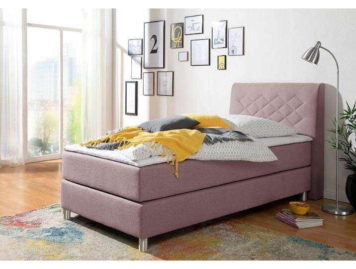 INOSIGN Boxspringbett Parla, incl. Topper, 4 Farben in 4 Breiten, 2 Härtegraden, 3 Matratzenarten, rosa, 7-Zonen-Tonnentaschen-Federkernmatratze von Inosign