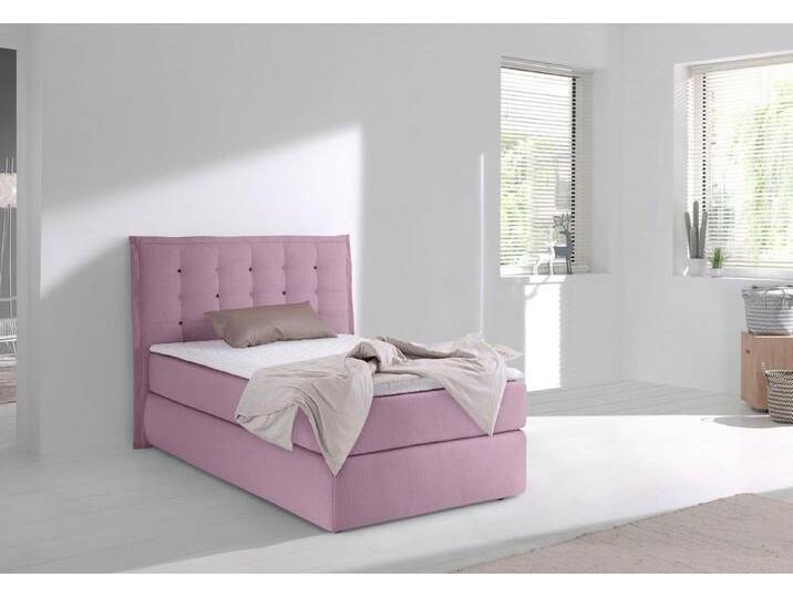 INOSIGN Boxspringbett Sagres, Kopfteil mit 2farbiger Flatterbiese und zweifarbigen Knöpfen, rosa, 7-Zonen-Kaltschaummatratze , H3 (100 kg), rosé von Inosign