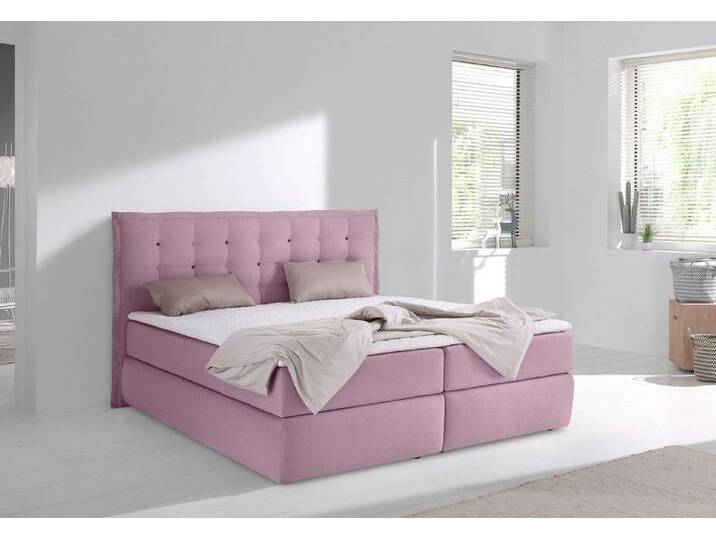 INOSIGN Boxspringbett Sagres, Kopfteil mit 2farbiger Flatterbiese und zweifarbigen Knöpfen, rosa, 7-Zonen-Kaltschaummatratze , H3 (100 kg), rosé von Inosign