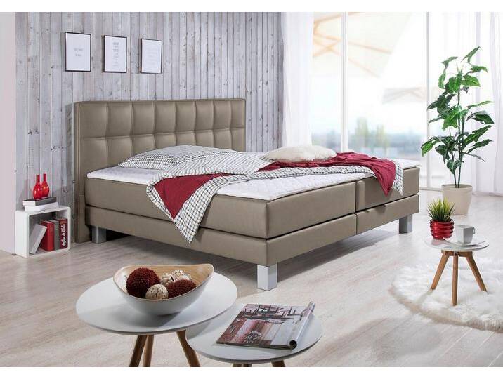 INOSIGN Boxspringbett Tavira, in 4 Breiten, 4 Farben und 3 Matratzenarten, incl. Topper, braun, 7-Zonen-Taschen-Federkernmatratze , H2 (80 kg) , H2 von Inosign
