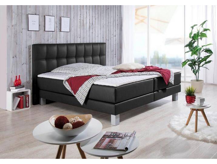 INOSIGN Boxspringbett Tavira, in 4 Breiten, 4 Farben und 3 Matratzenarten, incl. Topper, schwarz, 7-Zonen-Taschen-Federkernmatratze , H2 (80 kg) von Inosign
